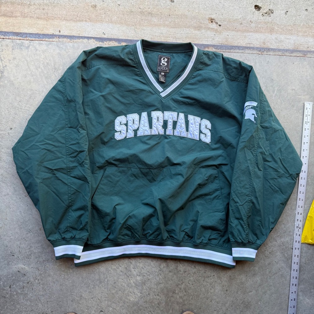 Gear For Sports Michigan State Spartans Windbreaker V-Neck Pullover Green XXL